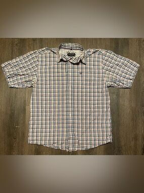 Ariat Pro Series Shirt Mens M/M Blue Plaid Short Sleeve Button Up Western Mesh